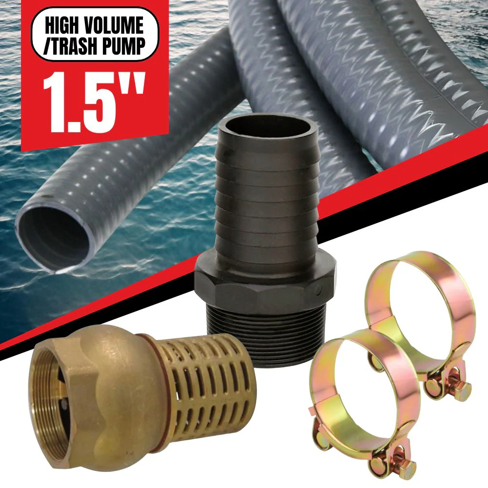 1.5" Heavy-Duty Suction Line & Flow Control Kit (High Volume/Trash Pump)