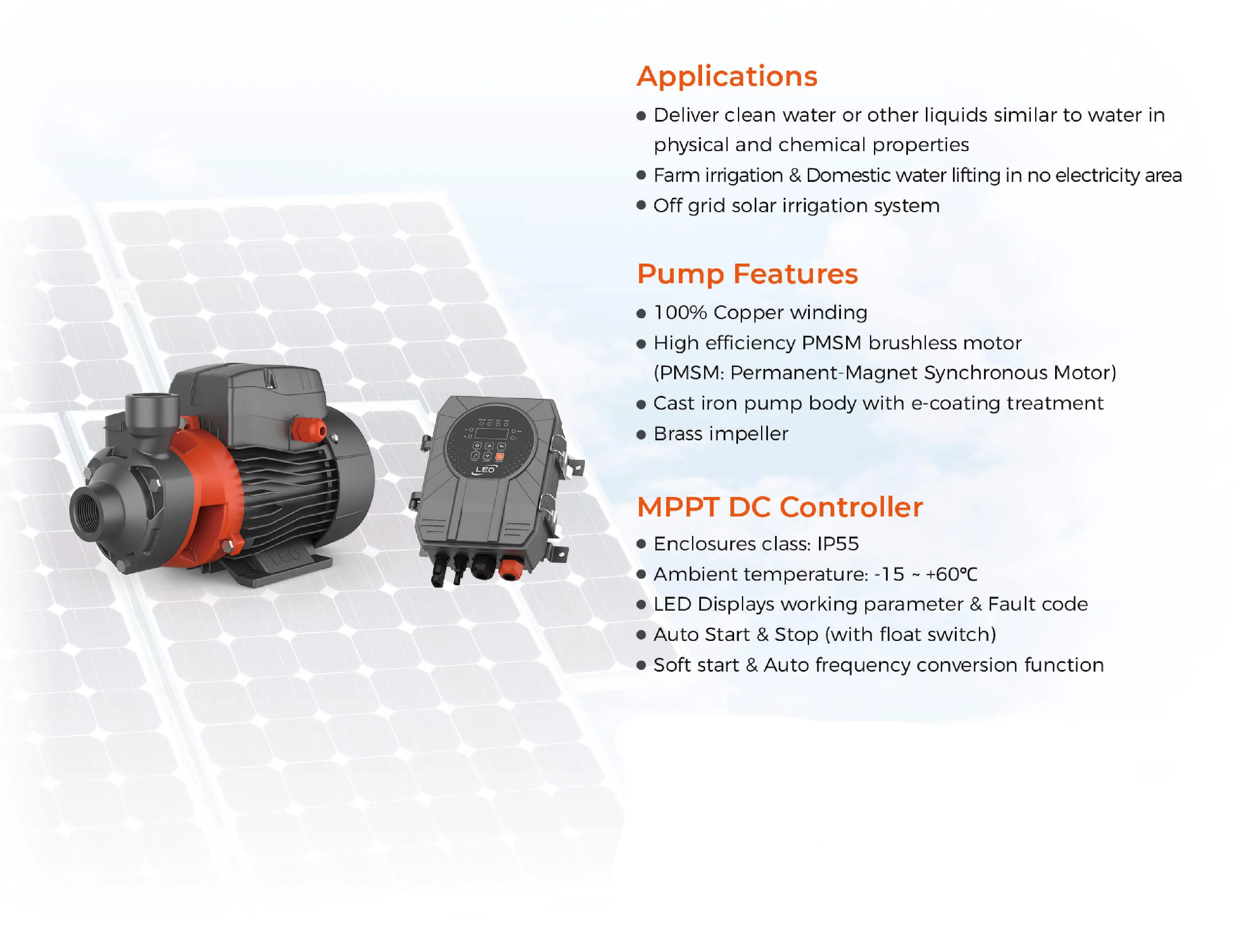 BBT 1" DC Surface Solar Pump with Controller – 750W | 3000 L/h | 65 m Head - Image 4