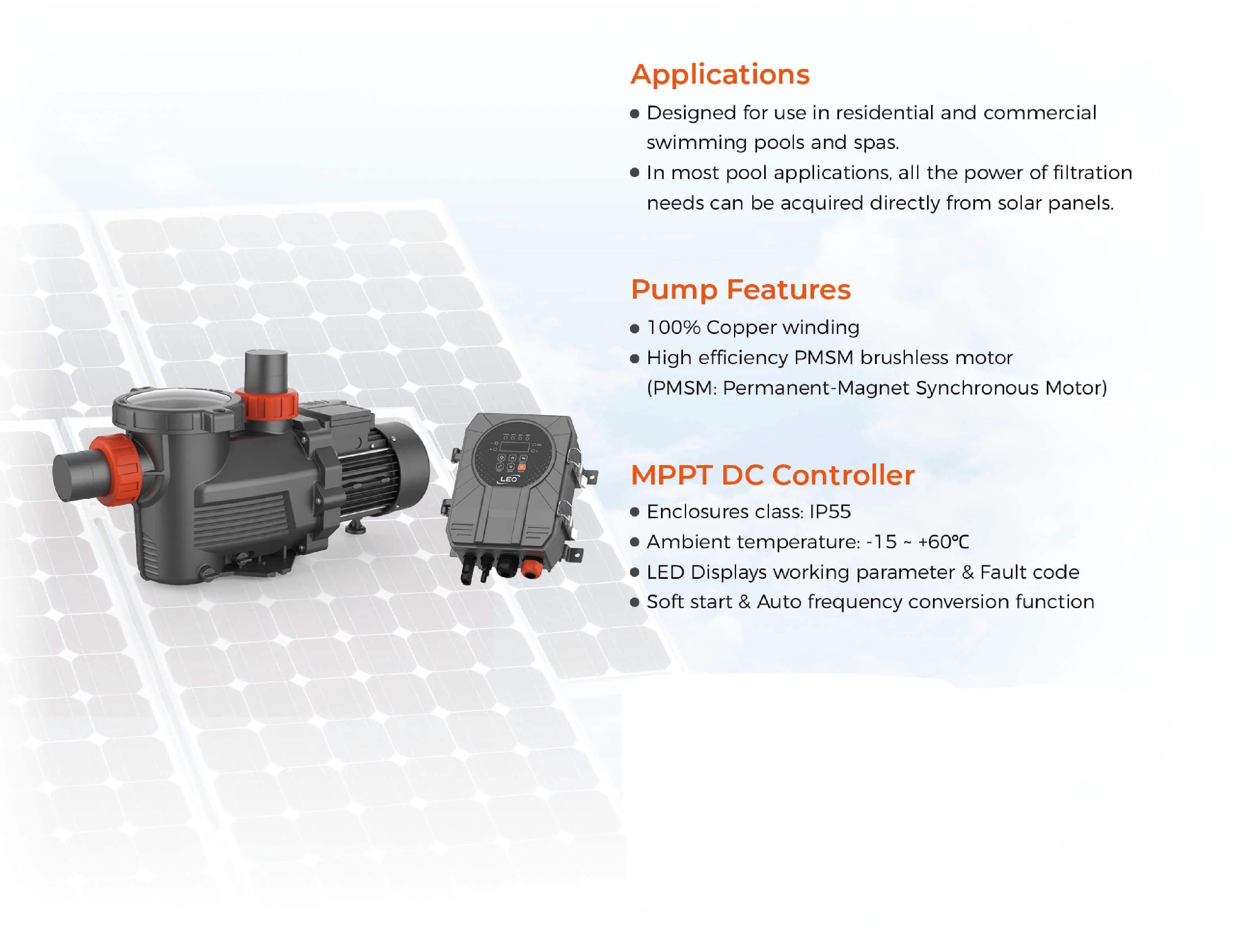 BBT 2" DC Solar Swimming Pool Pump with Controller – 900W | 20,000 L/h | 19 m Head - Image 4
