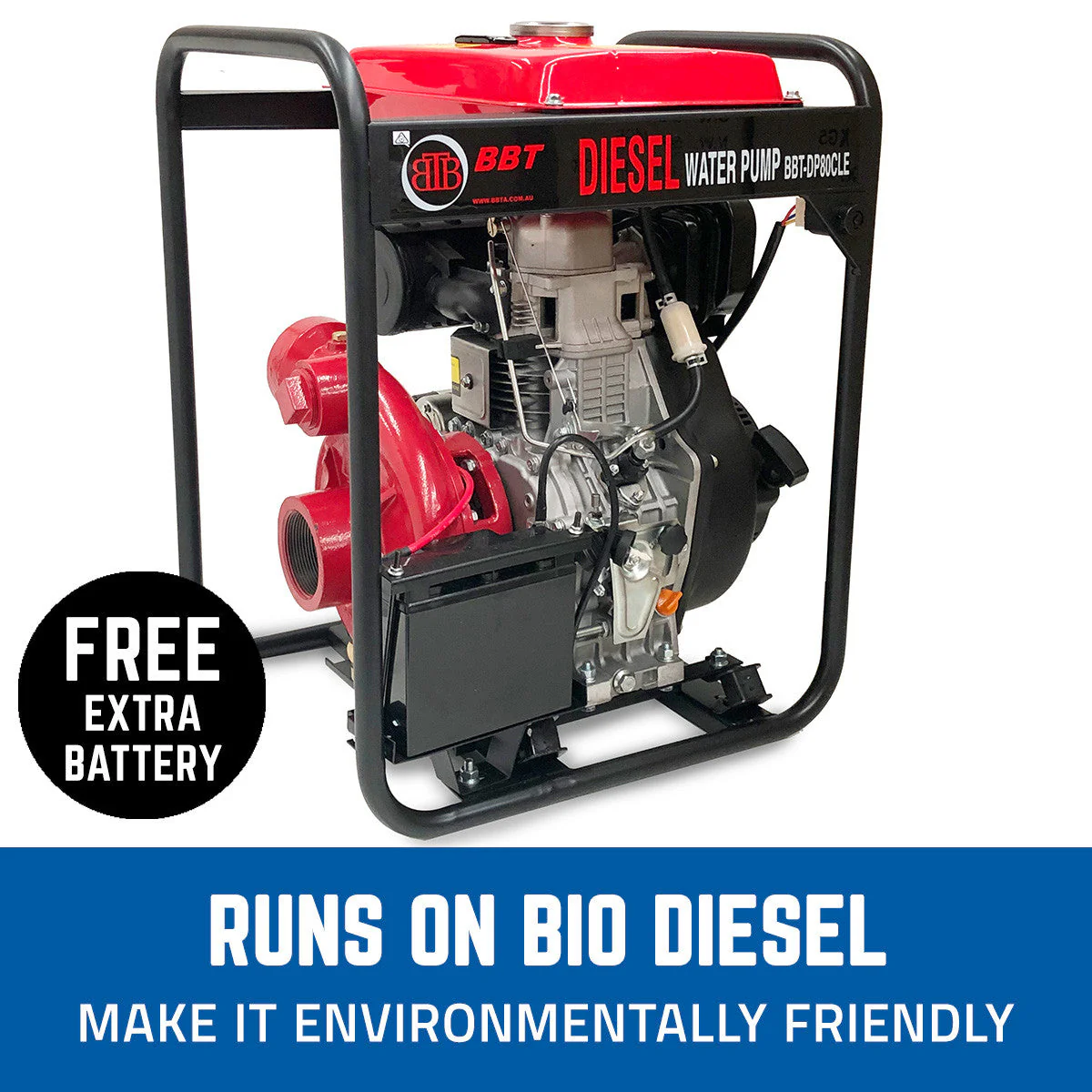 BBT 3" Diesel High Pressure Cast Iron Water Pump - 11HP Electric Start - Image 5