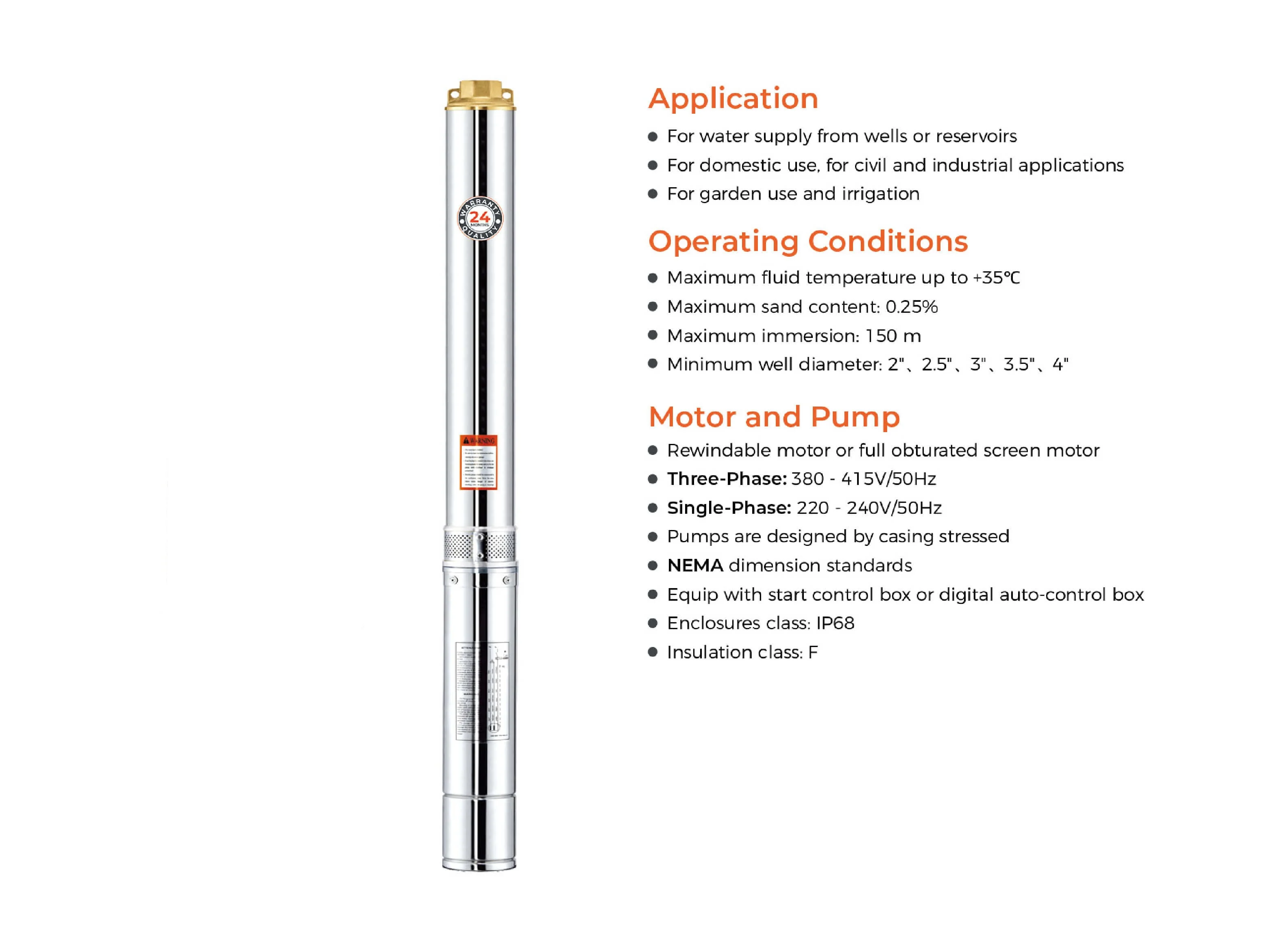 BBT 2" Submersible/Bore Water Pump – 2200W - 27,000L/H- 50M Head - Image 3