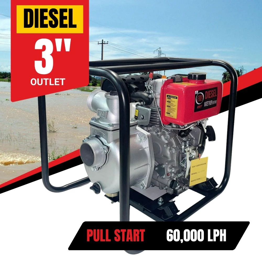 BBT 3" Diesel High Volume Transfer Water Pump - 6hp Pullstart - Image 3