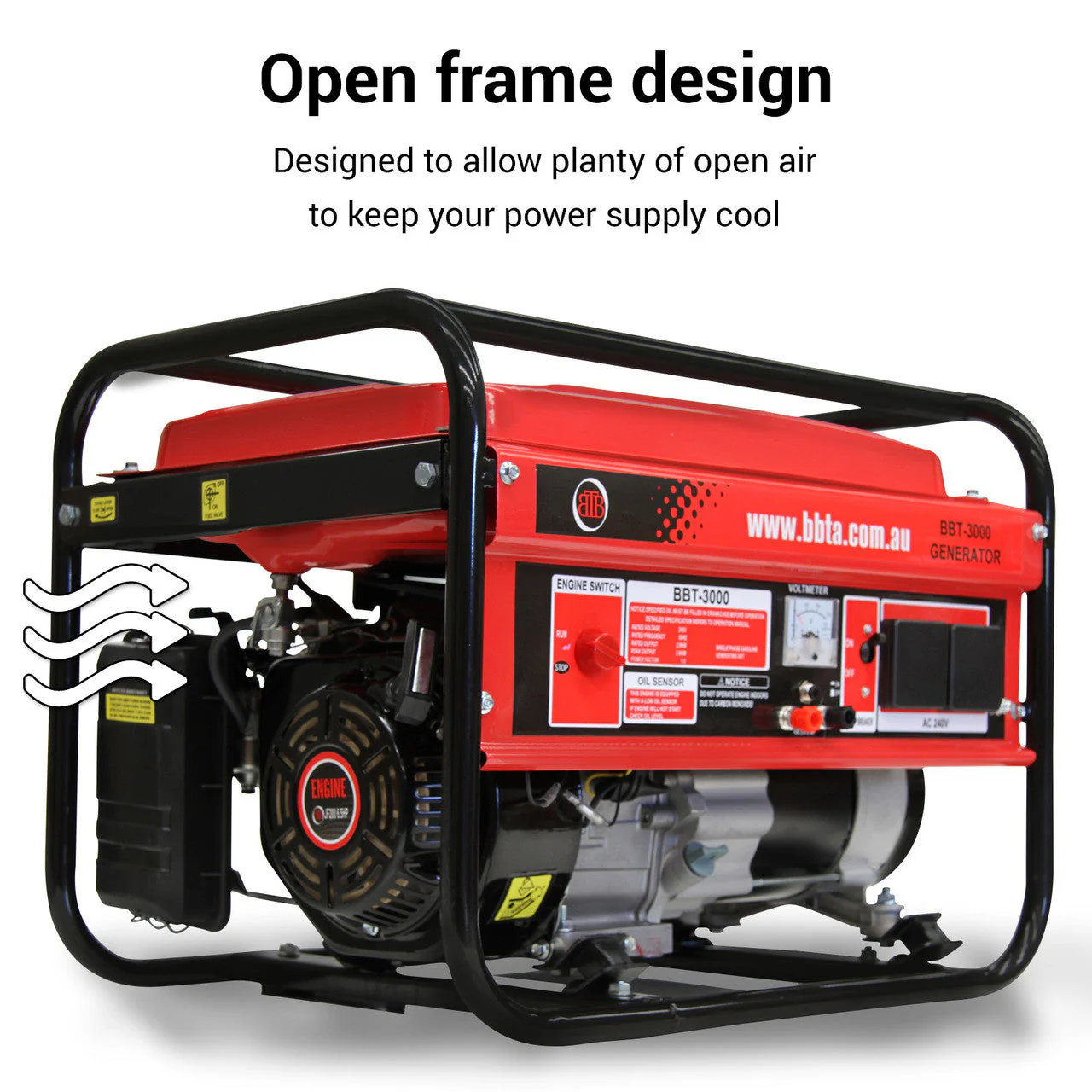 BBT 3000i Intelligent Series 3kVA Petrol Generator – Heavy-Duty, 15L Tank, 14hr Run Time - Image 5