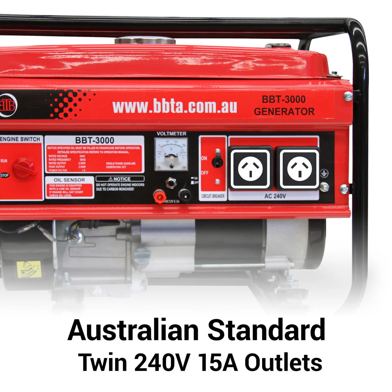 BBT 3000i Intelligent Series 3kVA Petrol Generator – Heavy-Duty, 15L Tank, 14hr Run Time - Image 6