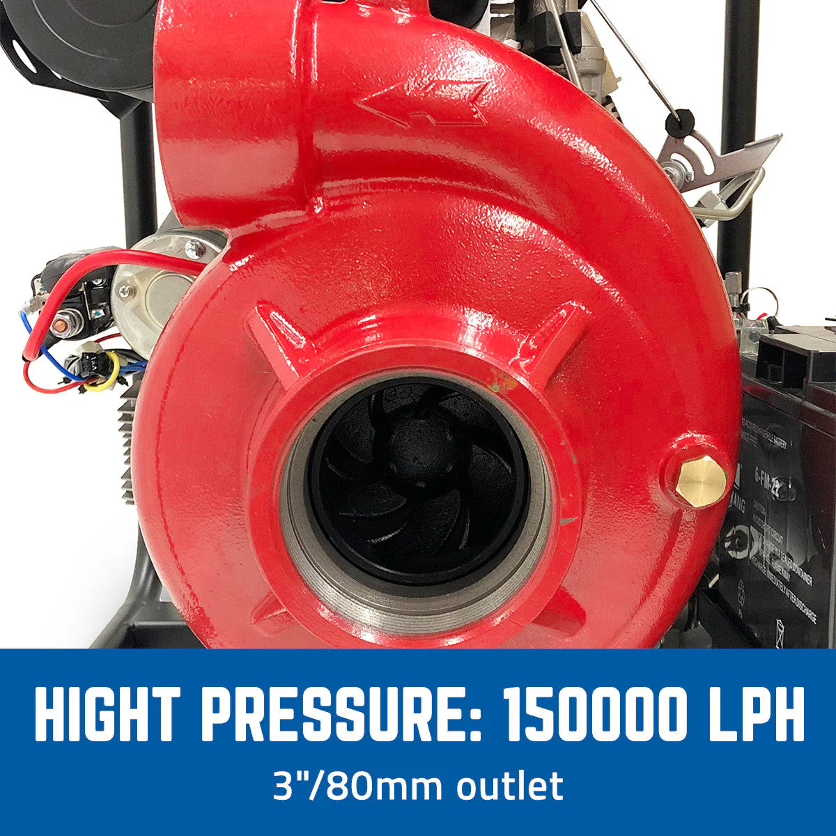 BBT 4" Diesel High Pressure Cast Iron Water Pump 11hp Electric Start - Image 10