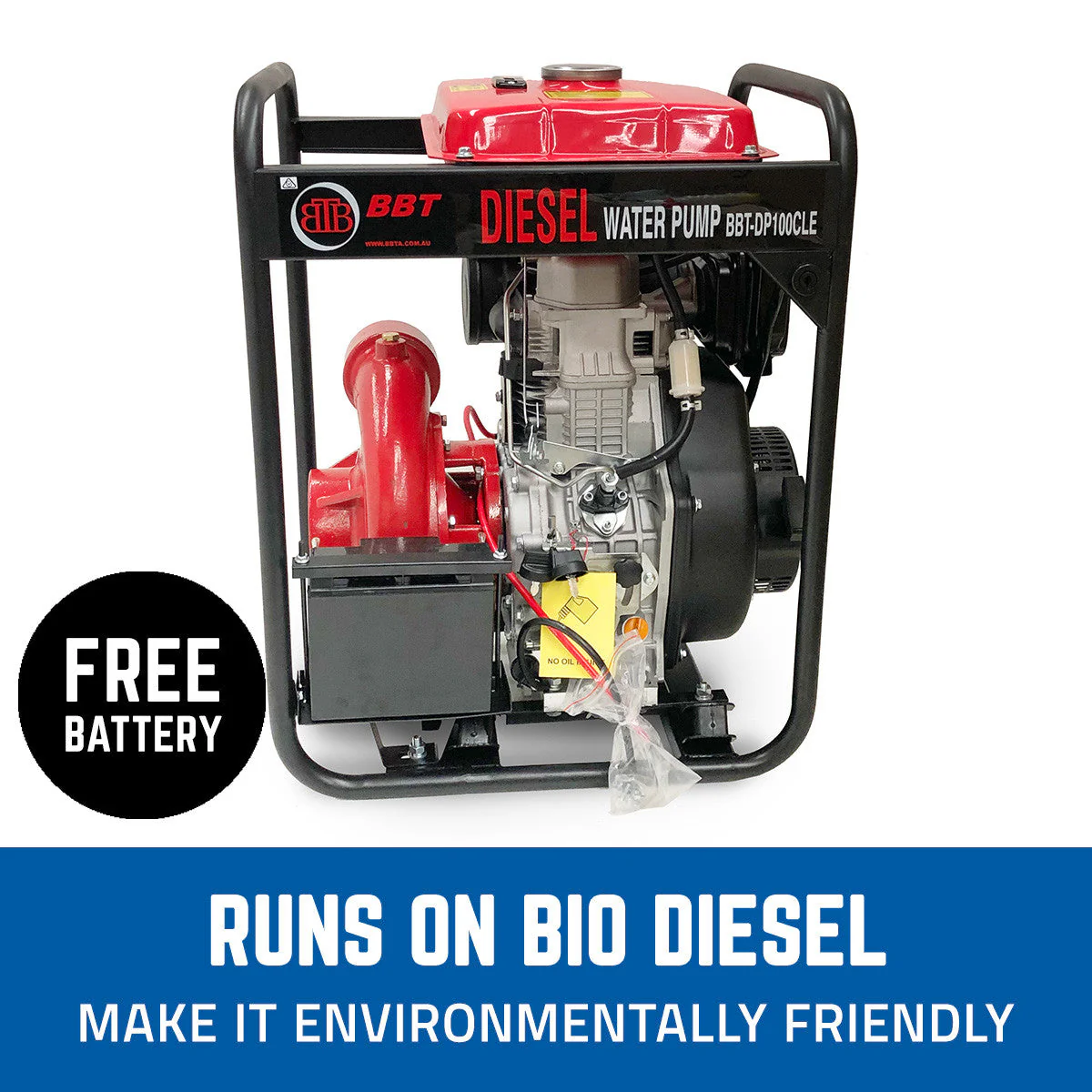 BBT 4" Diesel High Pressure Cast Iron Water Pump 11hp Electric Start - Image 11