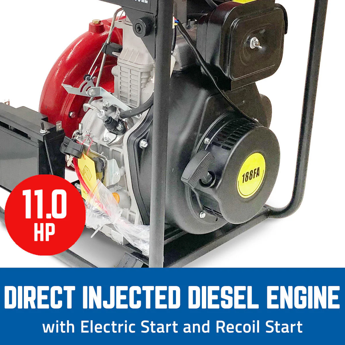 BBT 4" Diesel High Pressure Cast Iron Water Pump 11hp Electric Start - Image 4