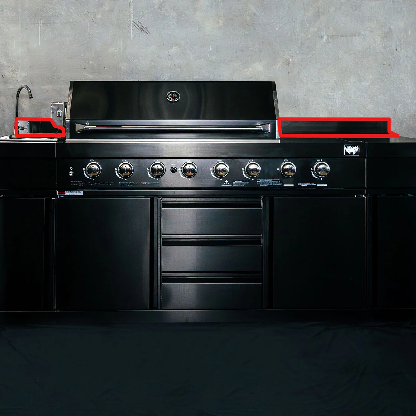 Bull BBQ Black Edition Back Panel for Free Standing Bull BBQ 611U 8-burner -#304 Stainless Steel - Image 3