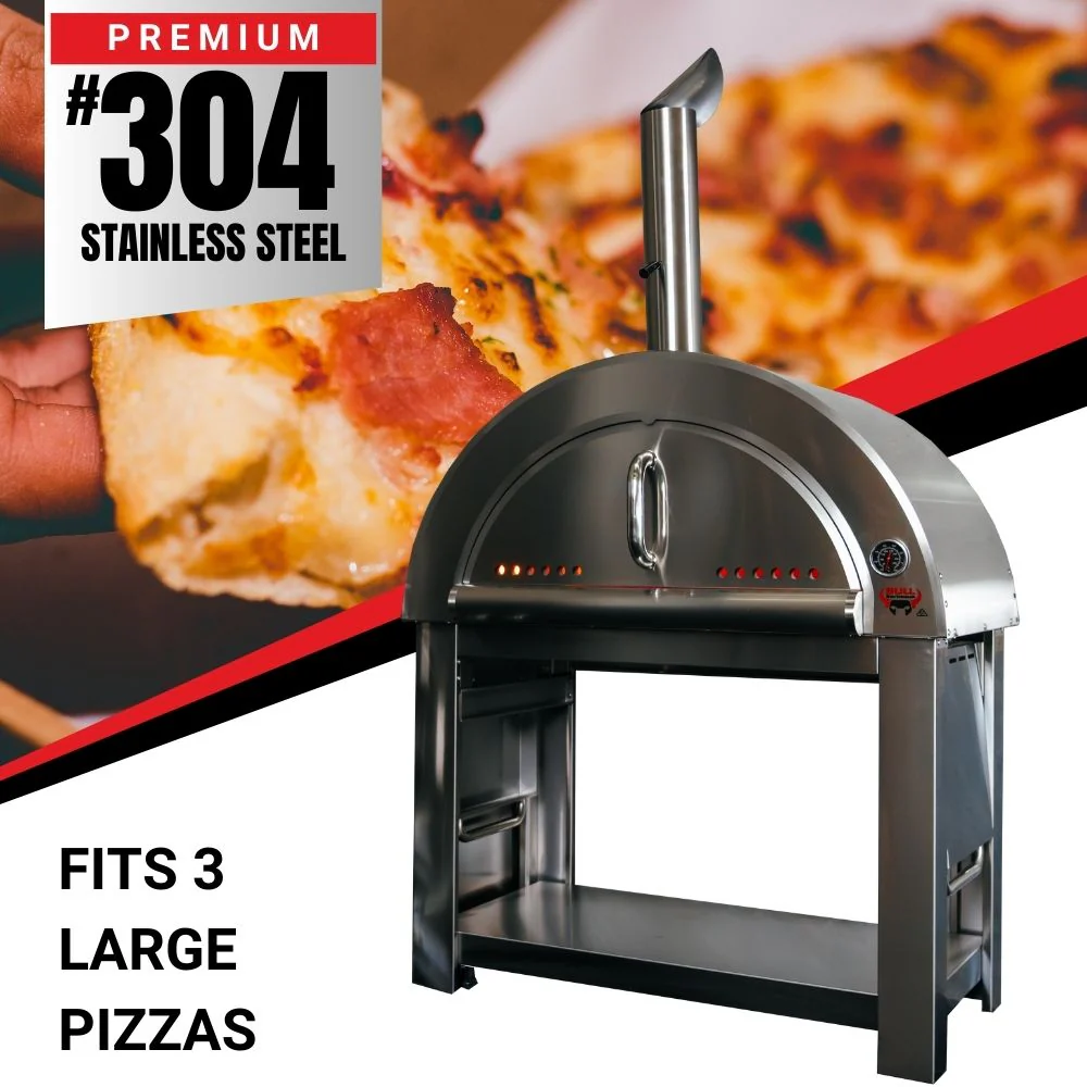 Bull BBQ Outdoor Large Wood-Fired Pizza Oven - Premium #304 Stainless Steel - Image 3
