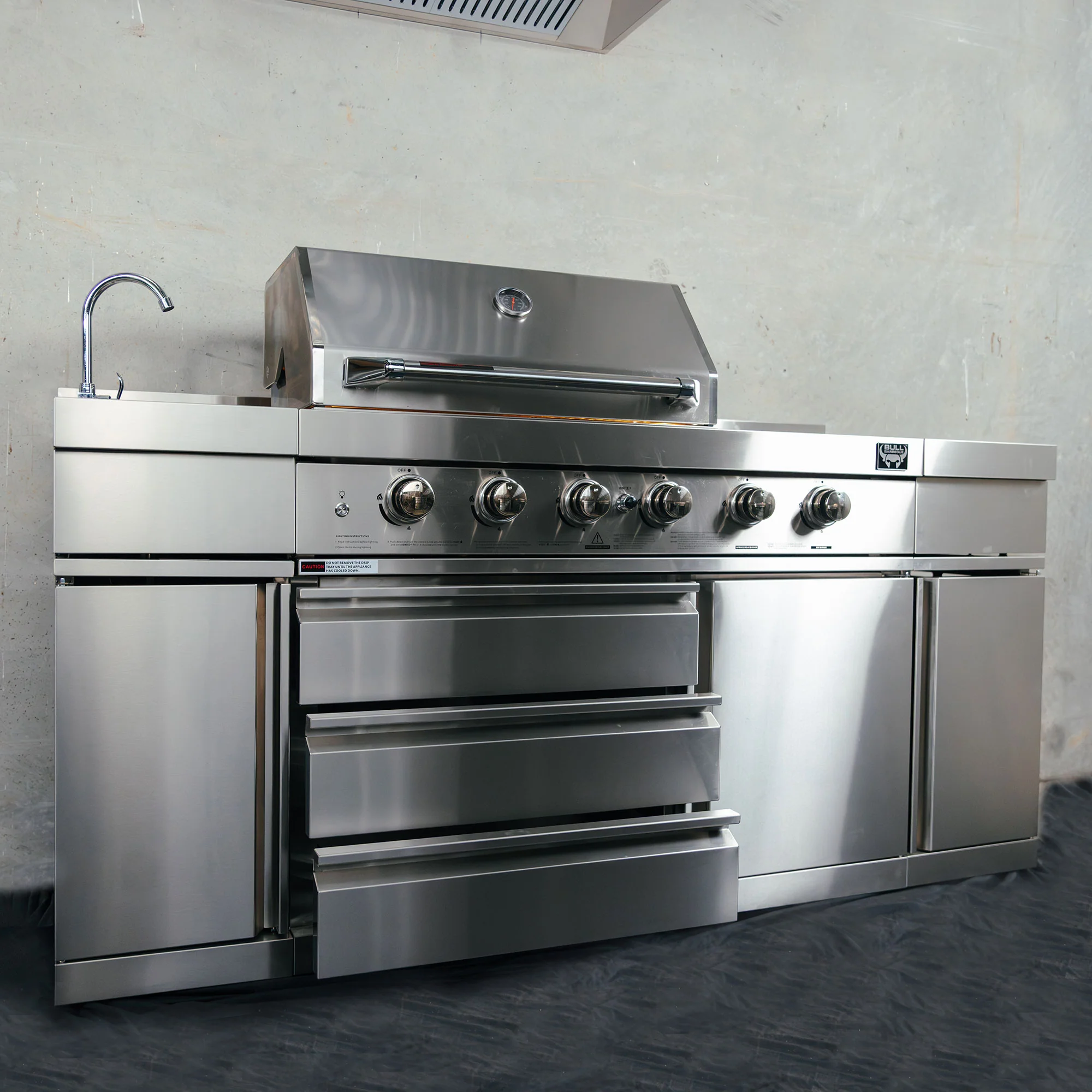 Bull BBQ Premium 6-Burner Outdoor Kitchen with Sink & Rotisserie – #304 Stainless Steel - Image 3