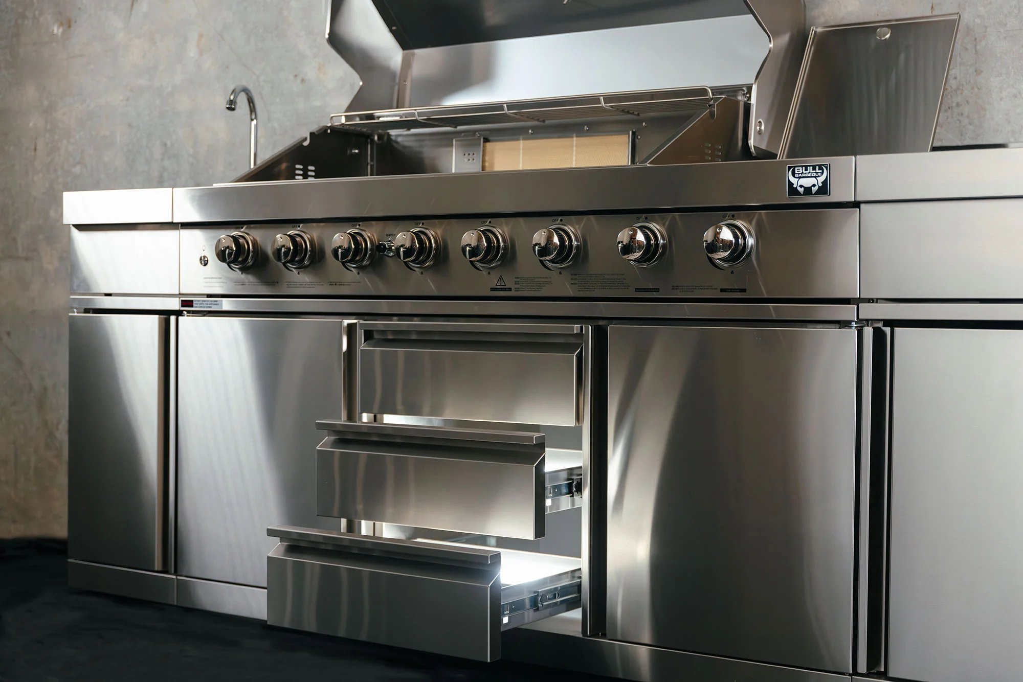 Bull BBQ Premium 8-Burner Outdoor Kitchen With Sink and Rotisserie – #304 Stainless Steel - Image 10