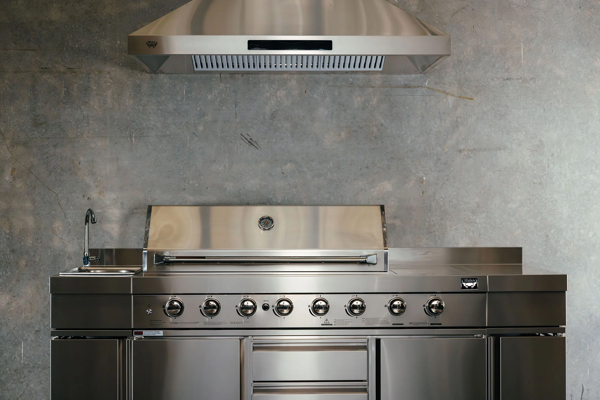 Bull BBQ Premium 8-Burner Outdoor Kitchen With Sink and Rotisserie – #304 Stainless Steel - Image 3
