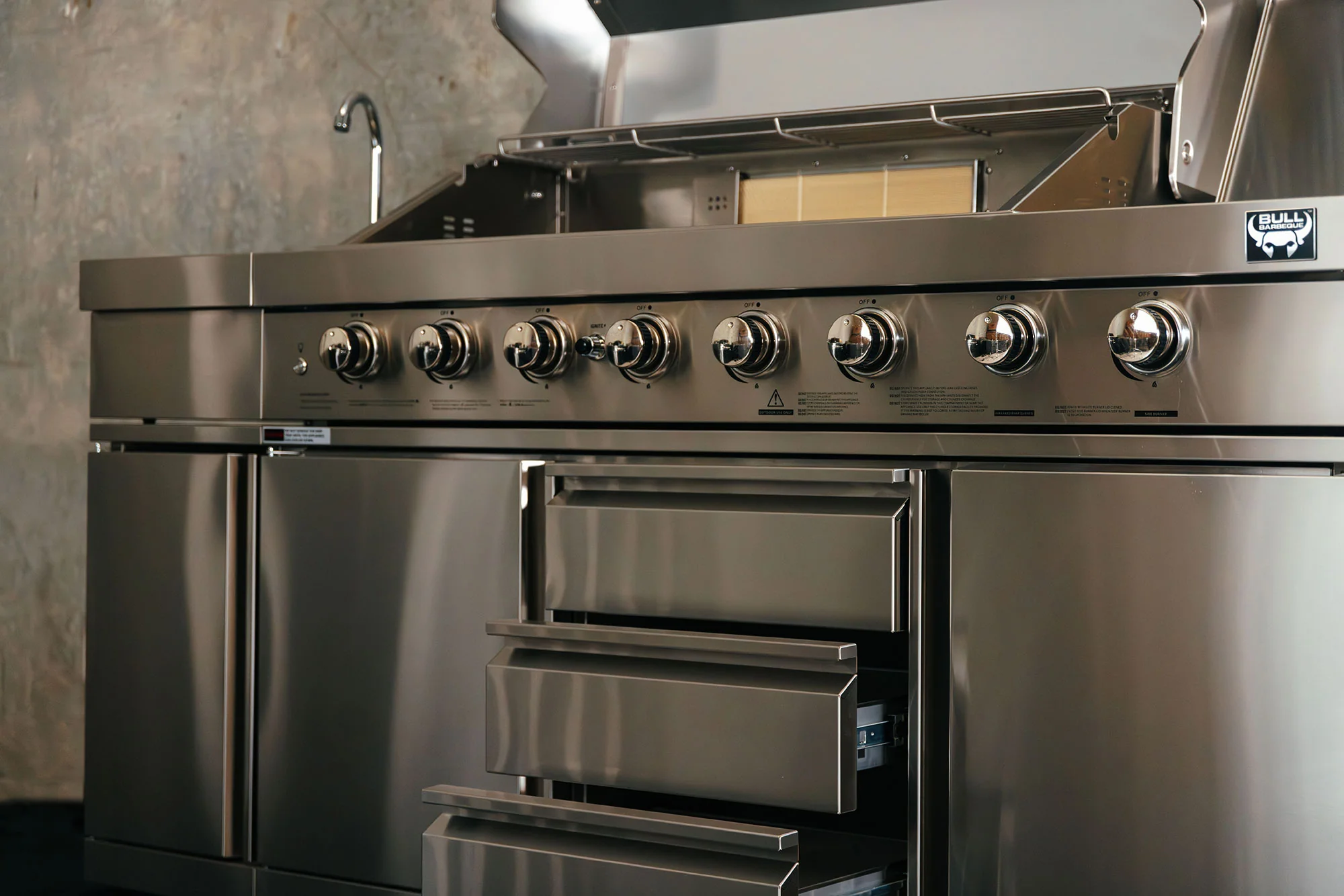 Bull BBQ Premium 8-Burner Outdoor Kitchen With Sink and Rotisserie – #304 Stainless Steel - Image 8