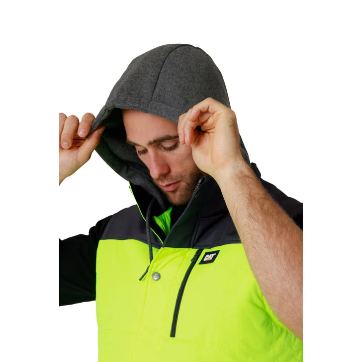 CAT Hi Vis Hooded Work Vest - Yellow/Back - Image 3