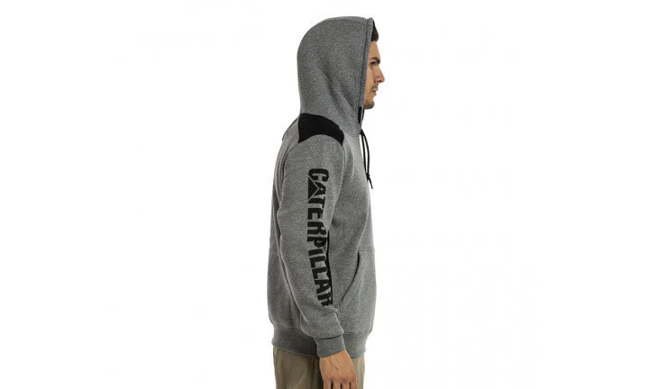 CAT Logo Panel Hooded Sweat - Dark Heather Grey - Image 4