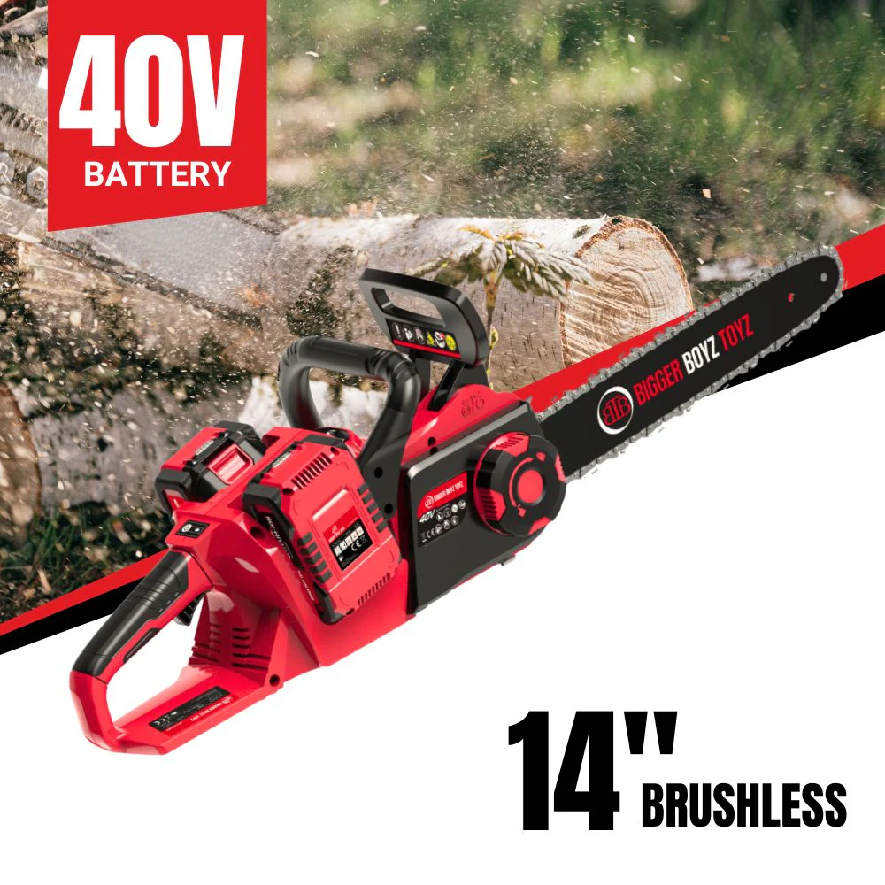 BBT 40V Cordless 14" Chainsaw - Brushless & Dual 4.0Ah Lithium-ion Makita Compatible - Image 3