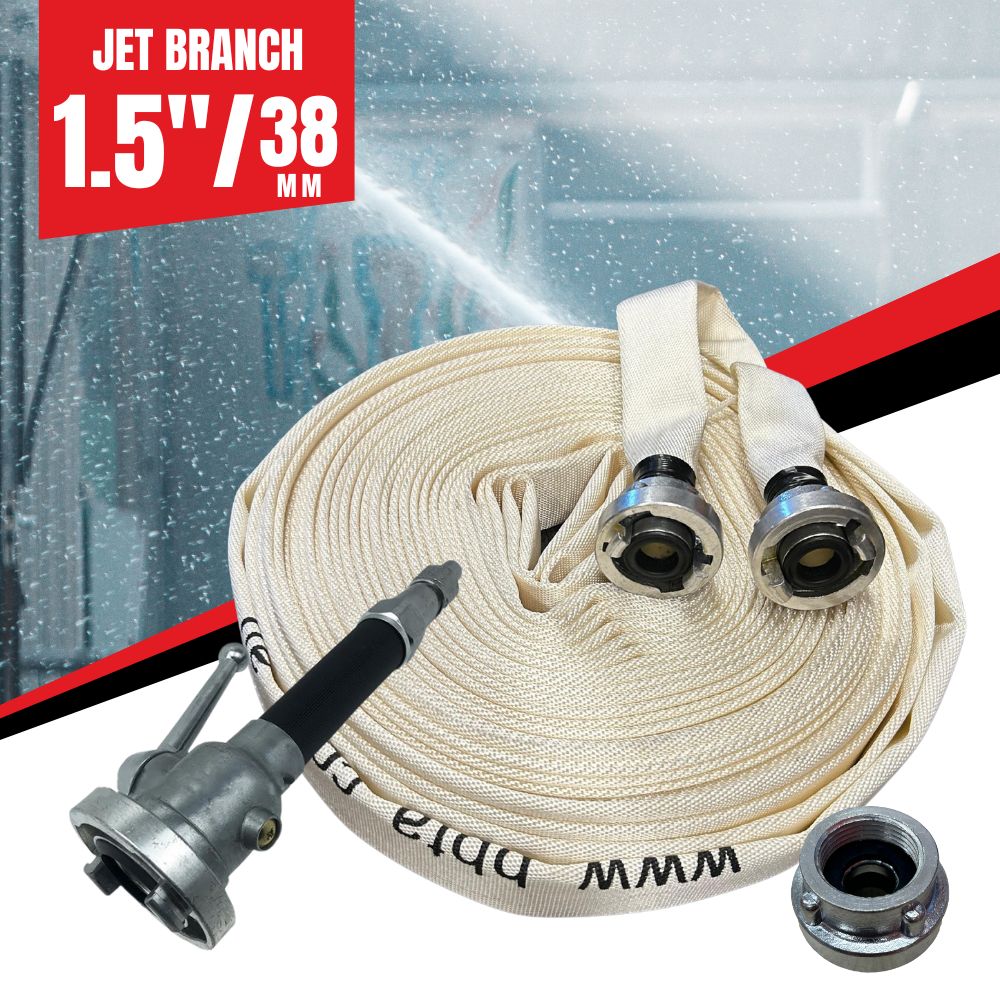 Fire Hose Jet Kit with 30m fire Hose and Aluminium Controlable Jet Branch - 38mm (1.5") - Storz Fitting