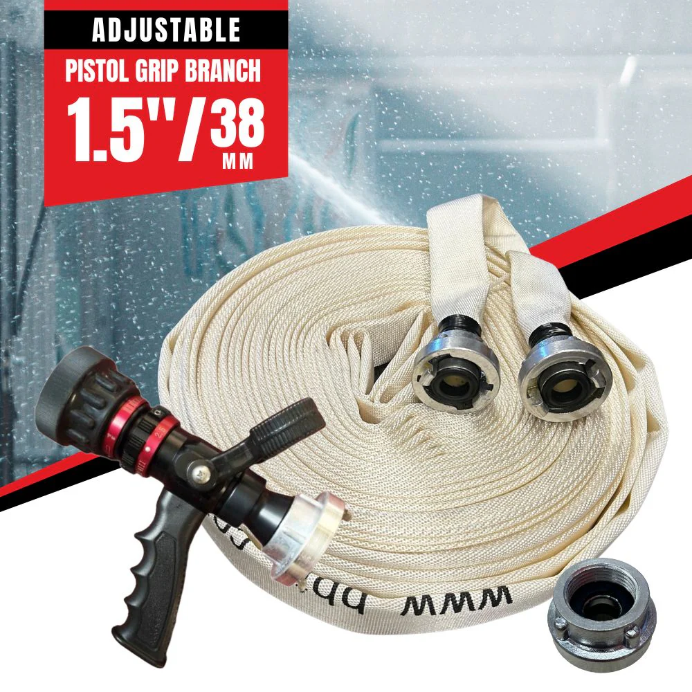 Fire Hose Pistol Grip Kit with 30m fire Hose and Adjustable Pistol Grip Branch - 38mm (1.5") - Storz Fitting