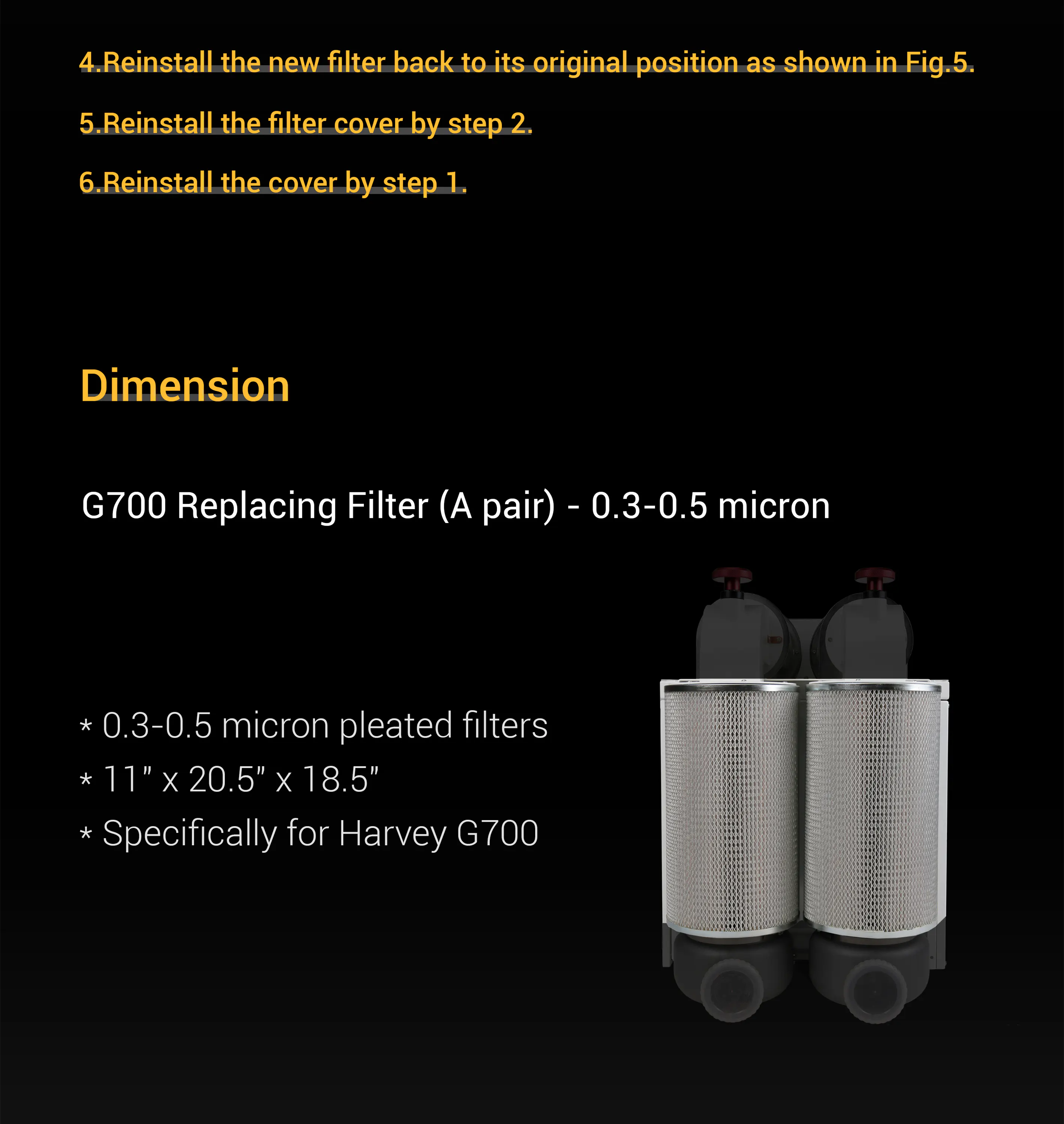 Harvey G700 Replacing Filter (Pair) - 0.3 micron - Image 5