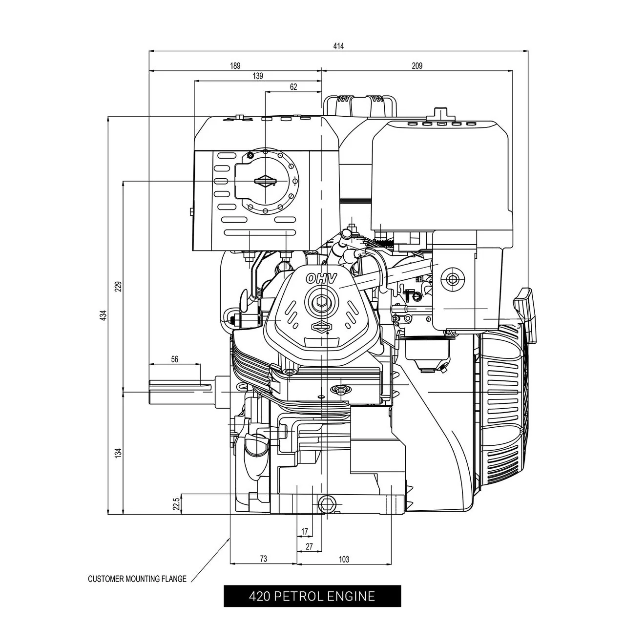 JD 15HP Electric Start Commercial 4 Stroke Petrol Engine - Image 6