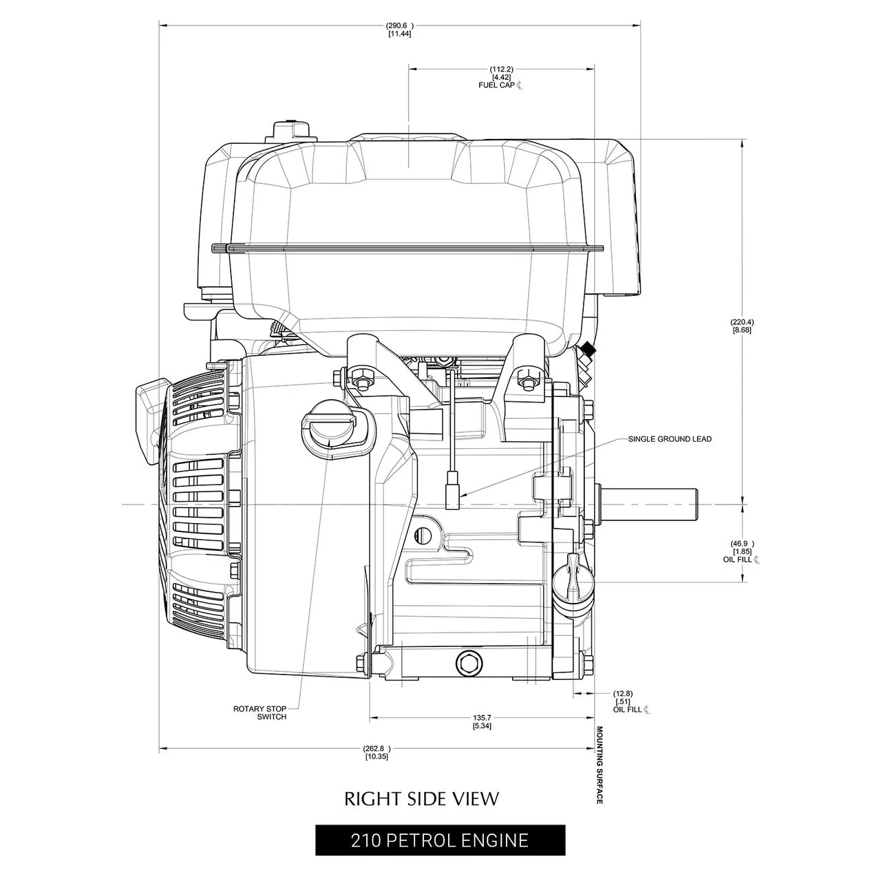 JD 7HP Electric Start 4 Stroke Petrol Engine - Image 6