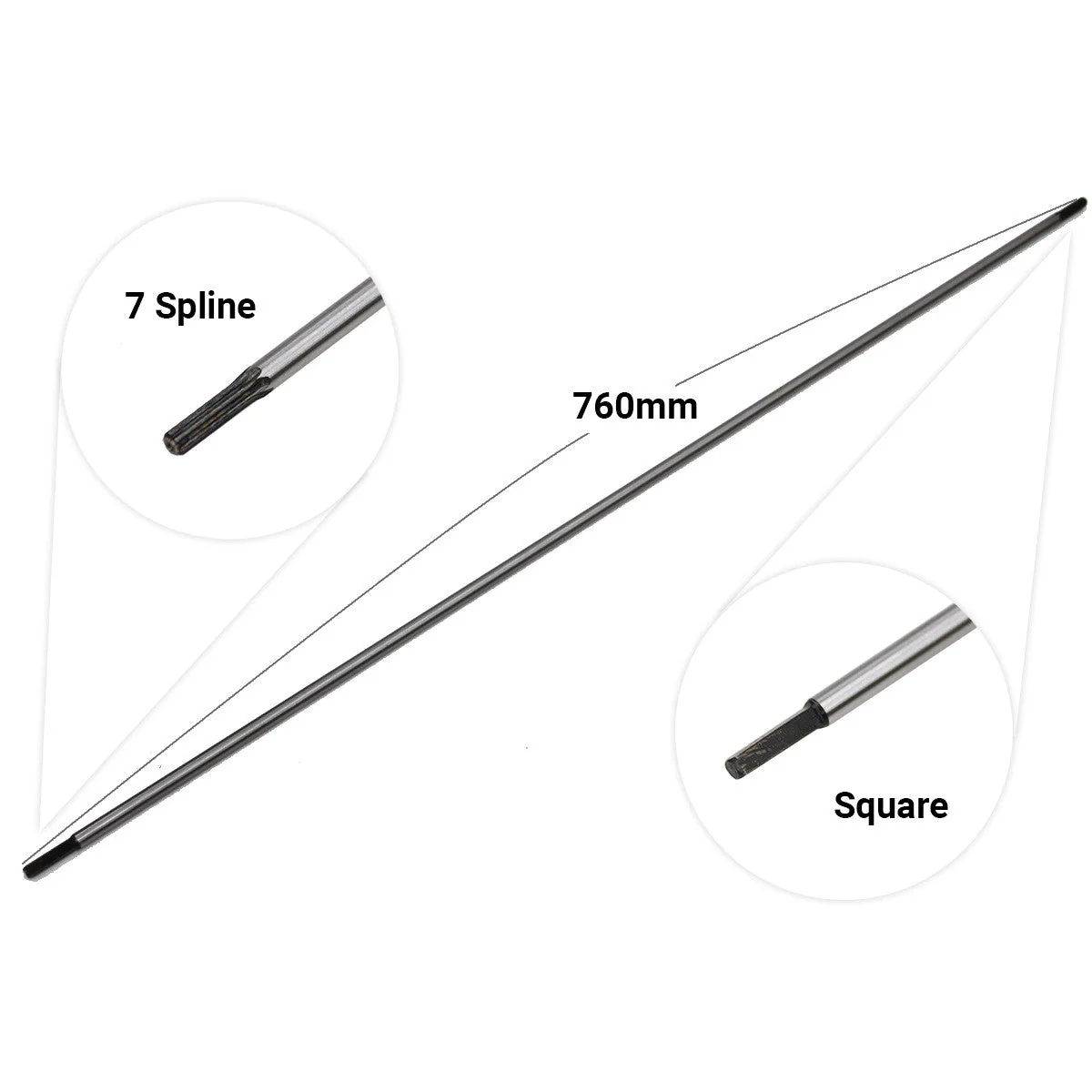Replacement Inner Shaft 760mm 7 Spline to Square