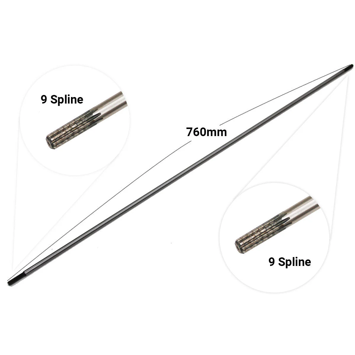 Replacement Inner Shaft 760mm 9 Spline to 9 Spline